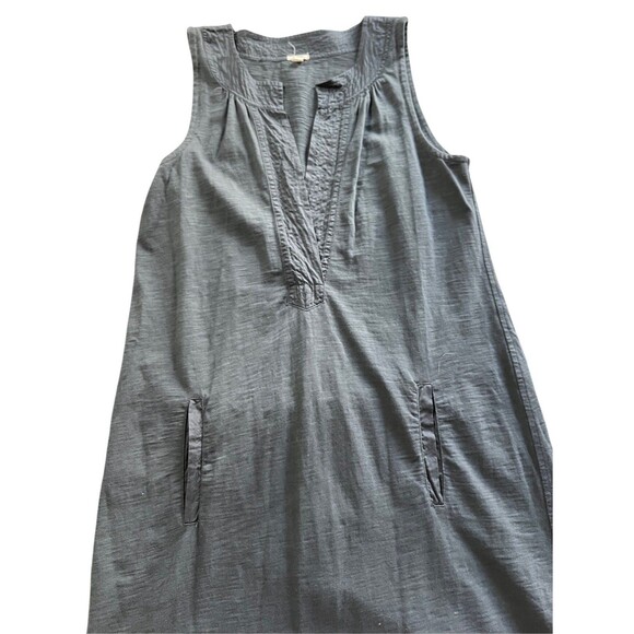 J Crew Dress Women S Sleeveless V-Neck Kangaroo Pocket Cotton Shift Dress Black - Picture 2 of 7